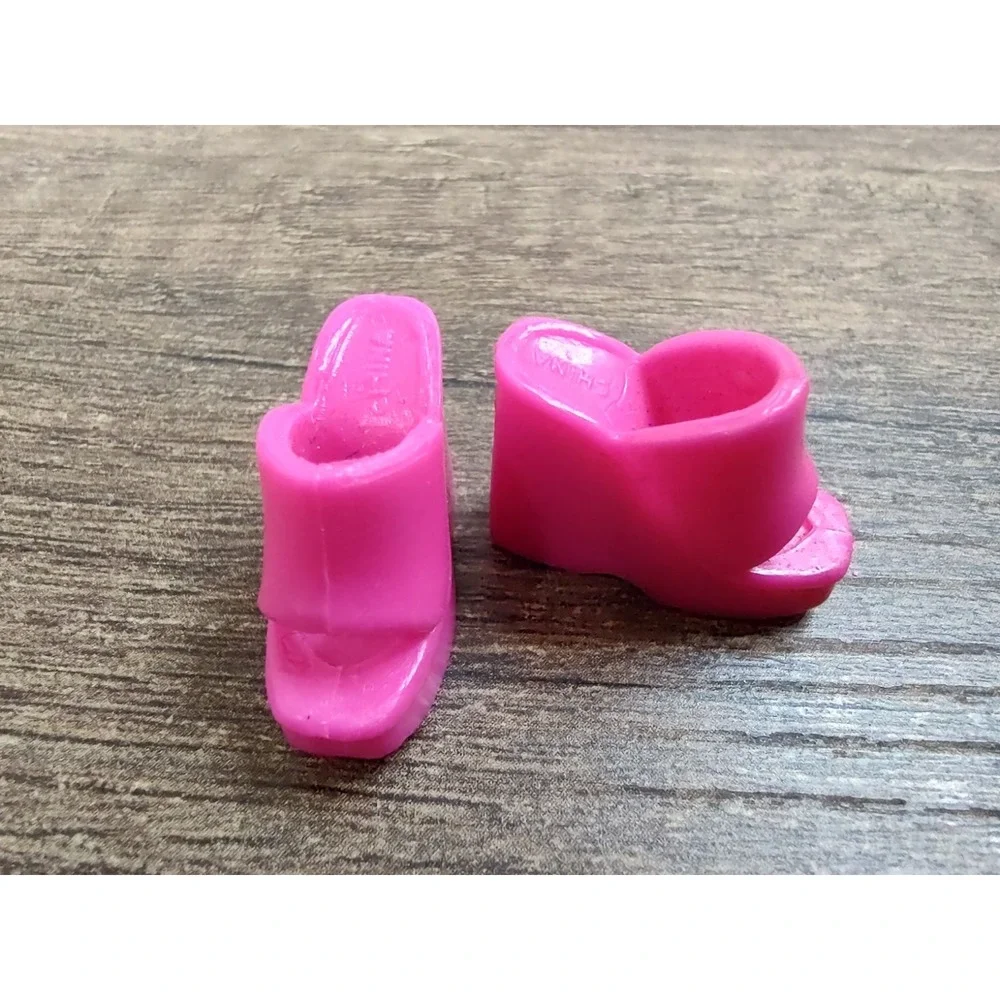 Barbie Doll Hot Pink Platform Open Toe Sandals Wedges Slip On Shoes Z9